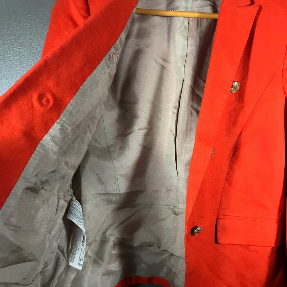 โSoldโ MNG Suit Cotton/Linens Blazer Jacket Orange - Picture 5 of 8